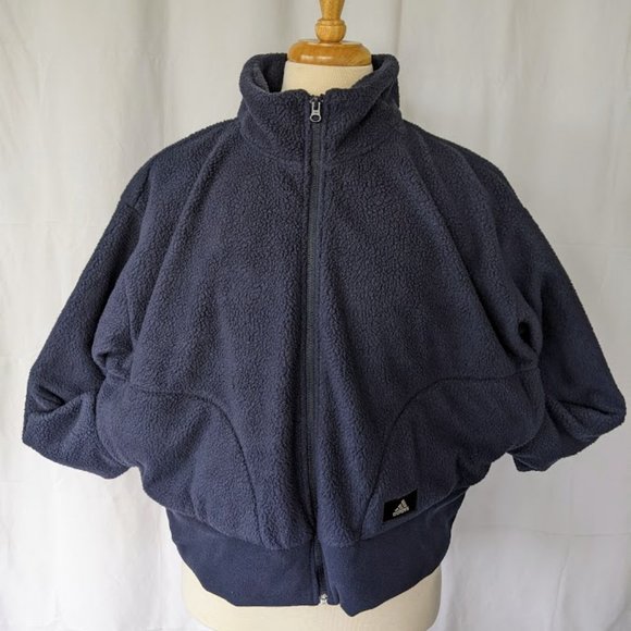 Women's‎ adidas Holidayz Sherpa GT Jacket Size 2X Navy Full Zip Crop Fleece NEW - Picture 3 of 7